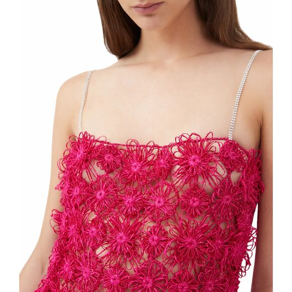 Magda Butrym Pink Crochet Flower Mini Shift Dress - Picture 4 of 16